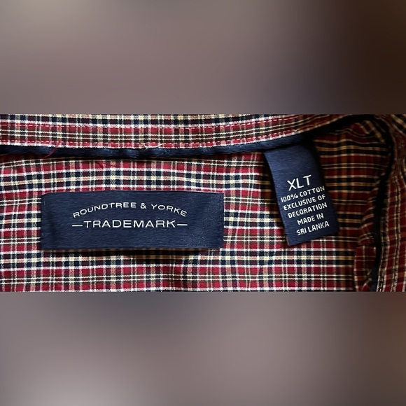 Roundtree & Yorke Long Sleeve Plaid Button Down Shirt size XLT - Picture 11 of 13